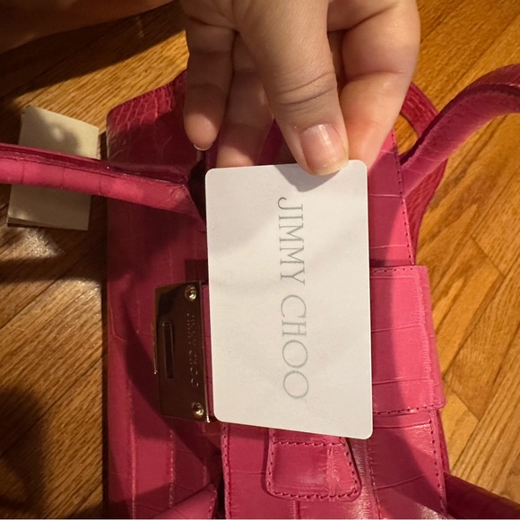 Lightly used Calfskin Crocodile Embossed Medium Rosalie Satchel Fuchsia - Picture 13 of 15